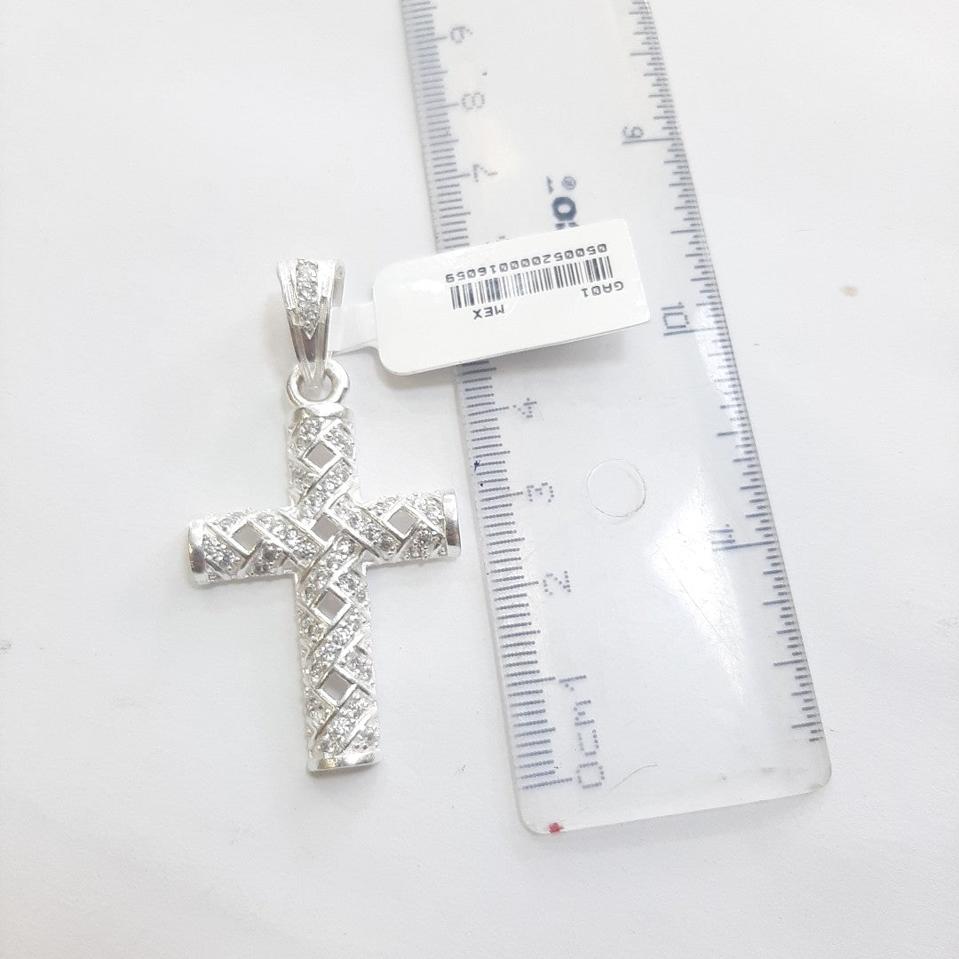 DIJE CRUZ C/CIRCONIAS PLATA .925 8 GR (NUEVO)