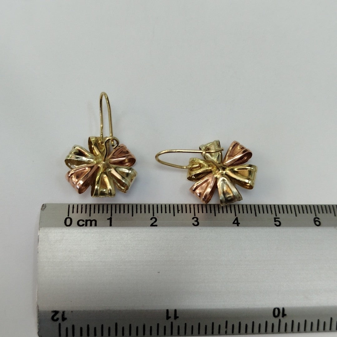 ARETES PAR ORO, ORO COMBINADO 14 K 2.6 GRMS (SEMINUEVO)
