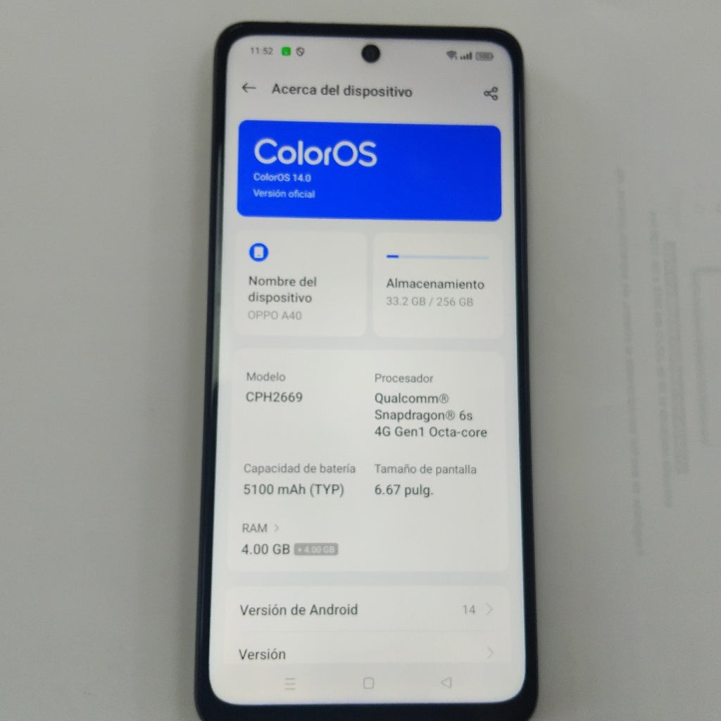 CELULAR OPPO A40 CPH2669 (2024) 256 GB 4 GB RAM (SEMINUEVO)