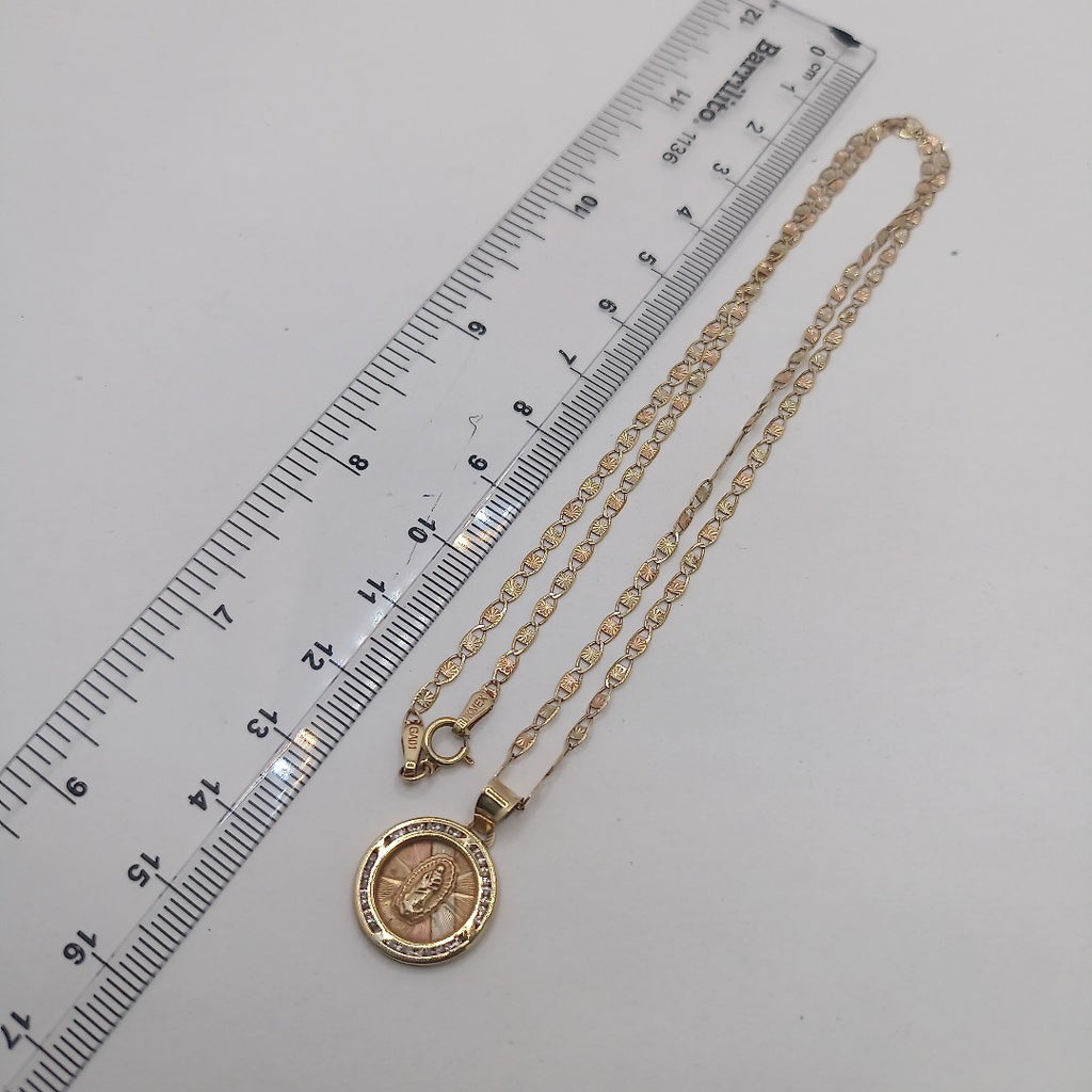 CADENA, MEDALLA RELIGIOSA ORO 10 K 3.6 GRMS (SEMINUEVO)