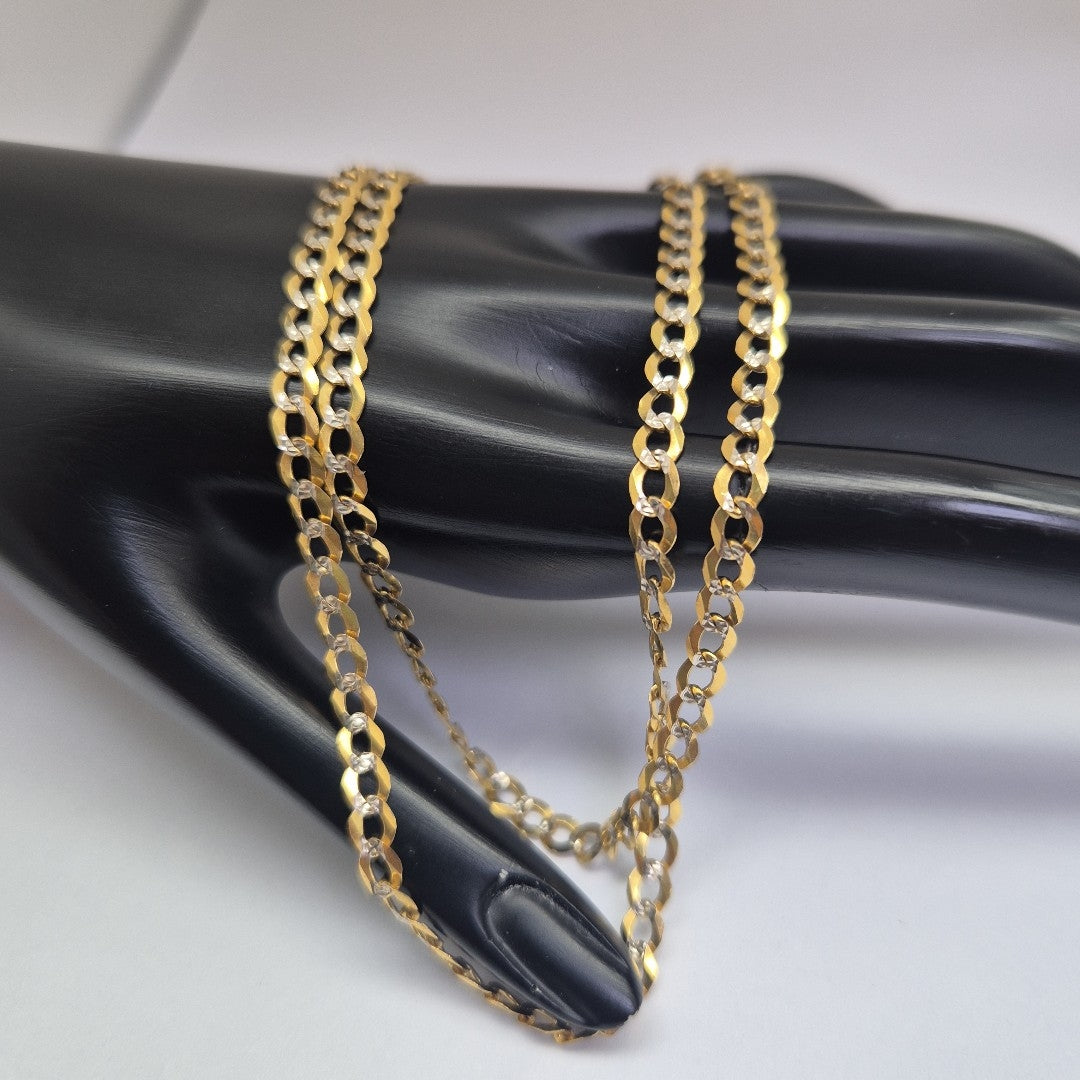 CADENAS BARBADA DIAMANTADA ORO 14K 60 CM 9.5 GR (NUEVO)