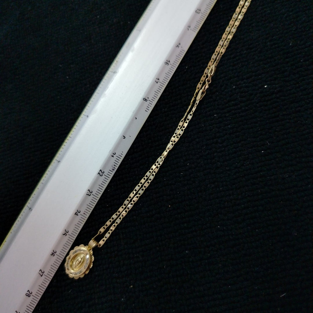 CADENA, MEDALLA RELIGIOSA ORO COMBINADO 10 K 3 GRMS (SEMINUEVO)