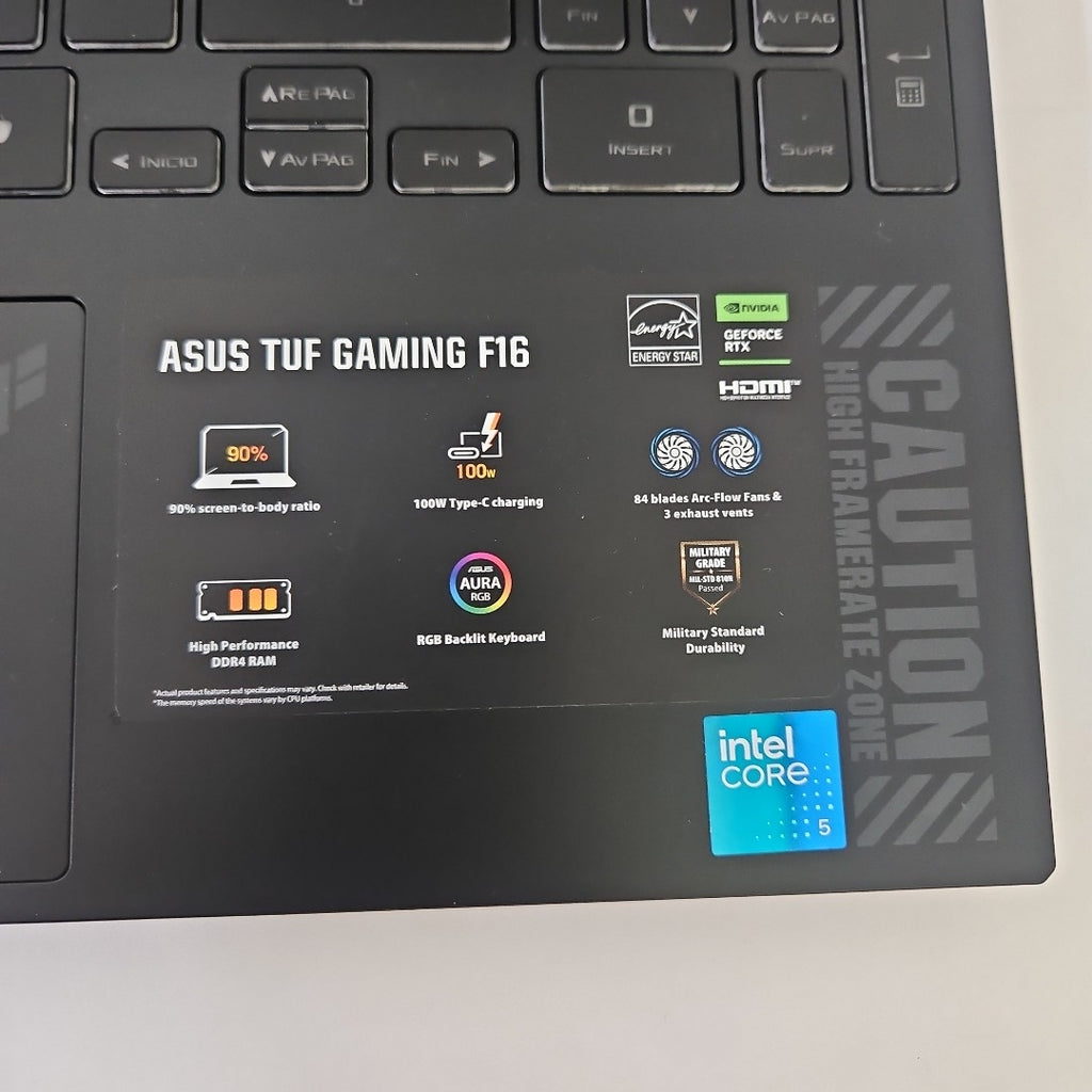 LAPTOP ASUS TUF GAMING F16 FX607VJ-RL023W (2025) 1 TB SSD 16 GB RAM (SEMINUEVO)