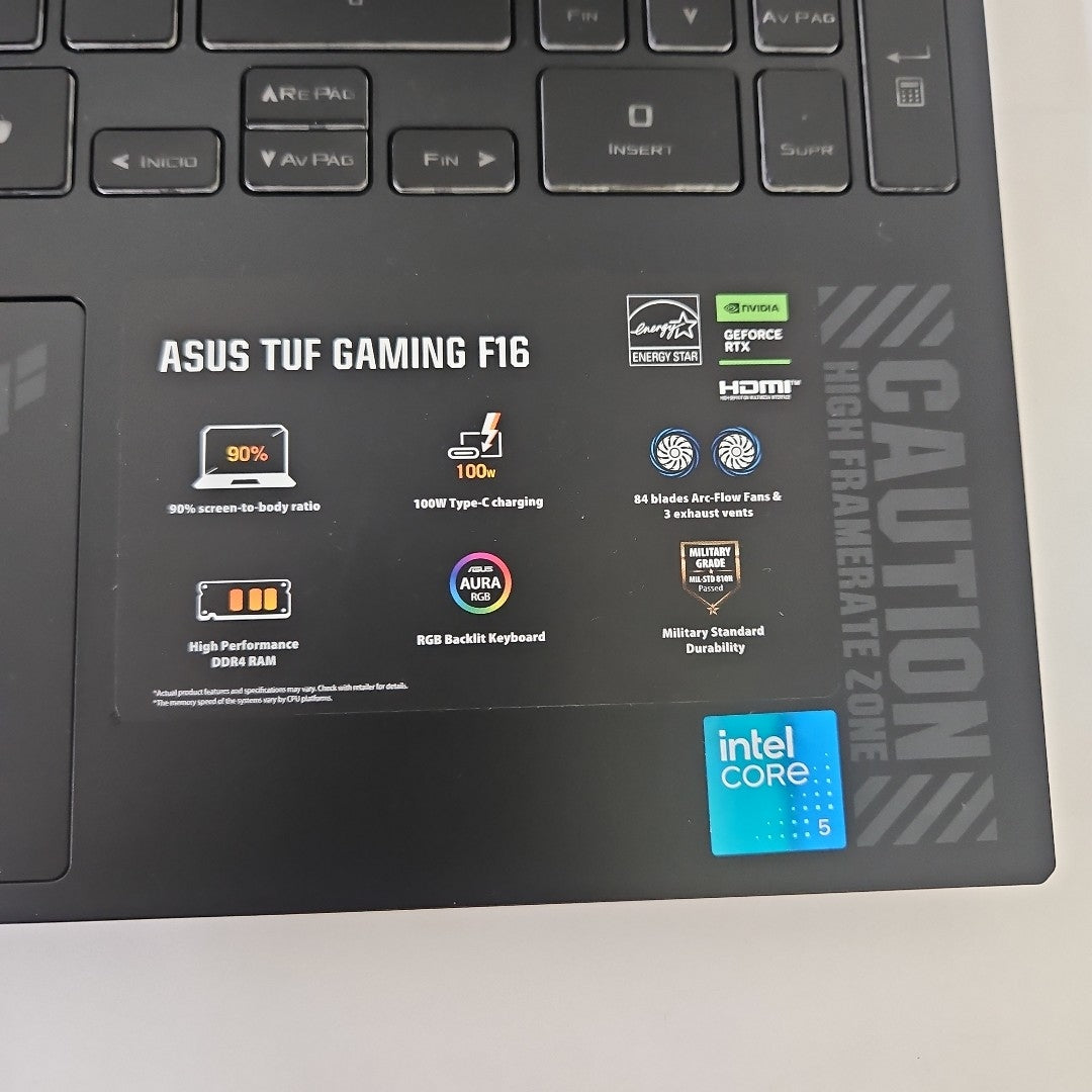 LAPTOP ASUS TUF GAMING F16 FX607VJ-RL023W (2025) 1 TB SSD 16 GB RAM (SEMINUEVO)