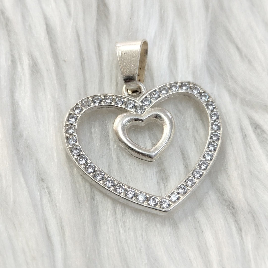 DIJE CORAZON C/CIRCONIAS PLATA .925 2.7 GR (NUEVO)