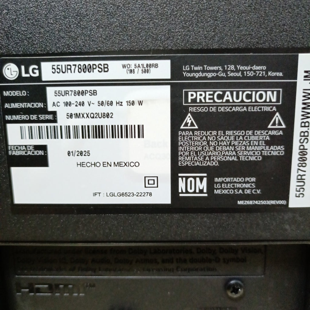 PANTALLA LG 55UR7800PSB (2025) 55" LED 4K (SEMINUEVO)