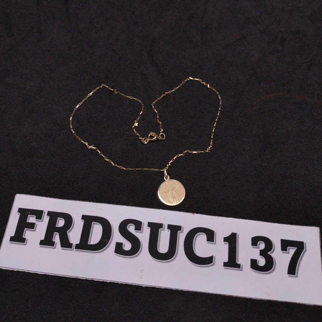CADENA, MEDALLA RELIGIOSA ORO 10 K 1.6 GRMS (SEMINUEVO)