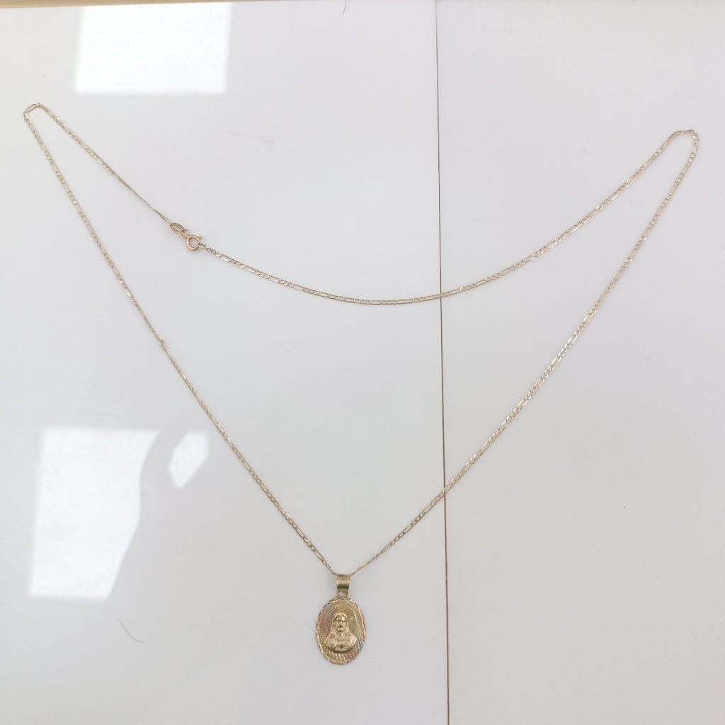 CADENA, MEDALLA RELIGIOSA ORO, ORO COMBINADO 10 K 2.6 GRMS (SEMINUEVO)