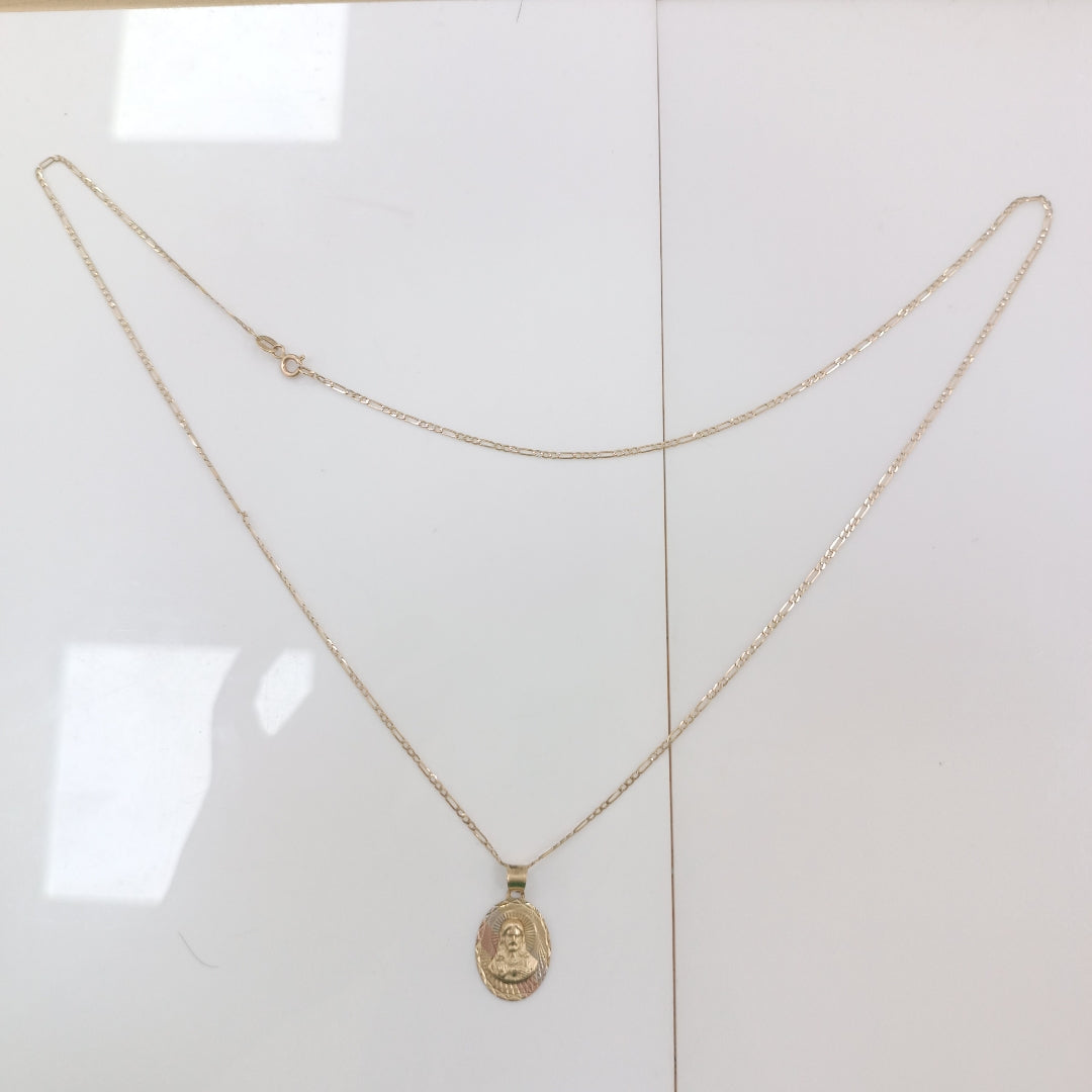 CADENA, MEDALLA RELIGIOSA ORO, ORO COMBINADO 10 K 2.6 GRMS (SEMINUEVO)