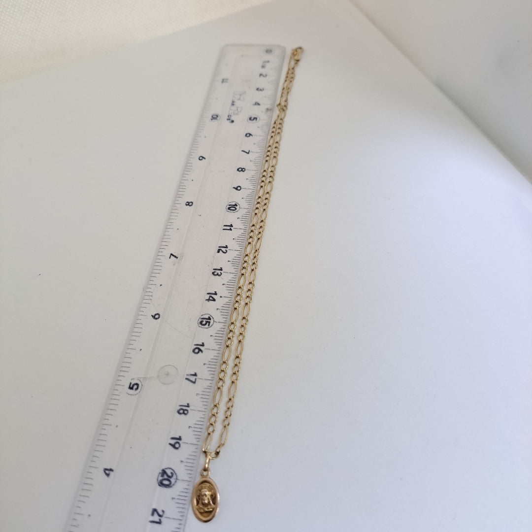 CADENA, MEDALLA RELIGIOSA ORO 10 K 3.2 GRMS (SEMINUEVO)