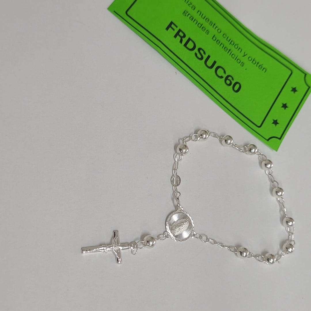 PULSERA TIPO ROSARIO PLATA .925 18 CM 4.12 GR (NUEVO)