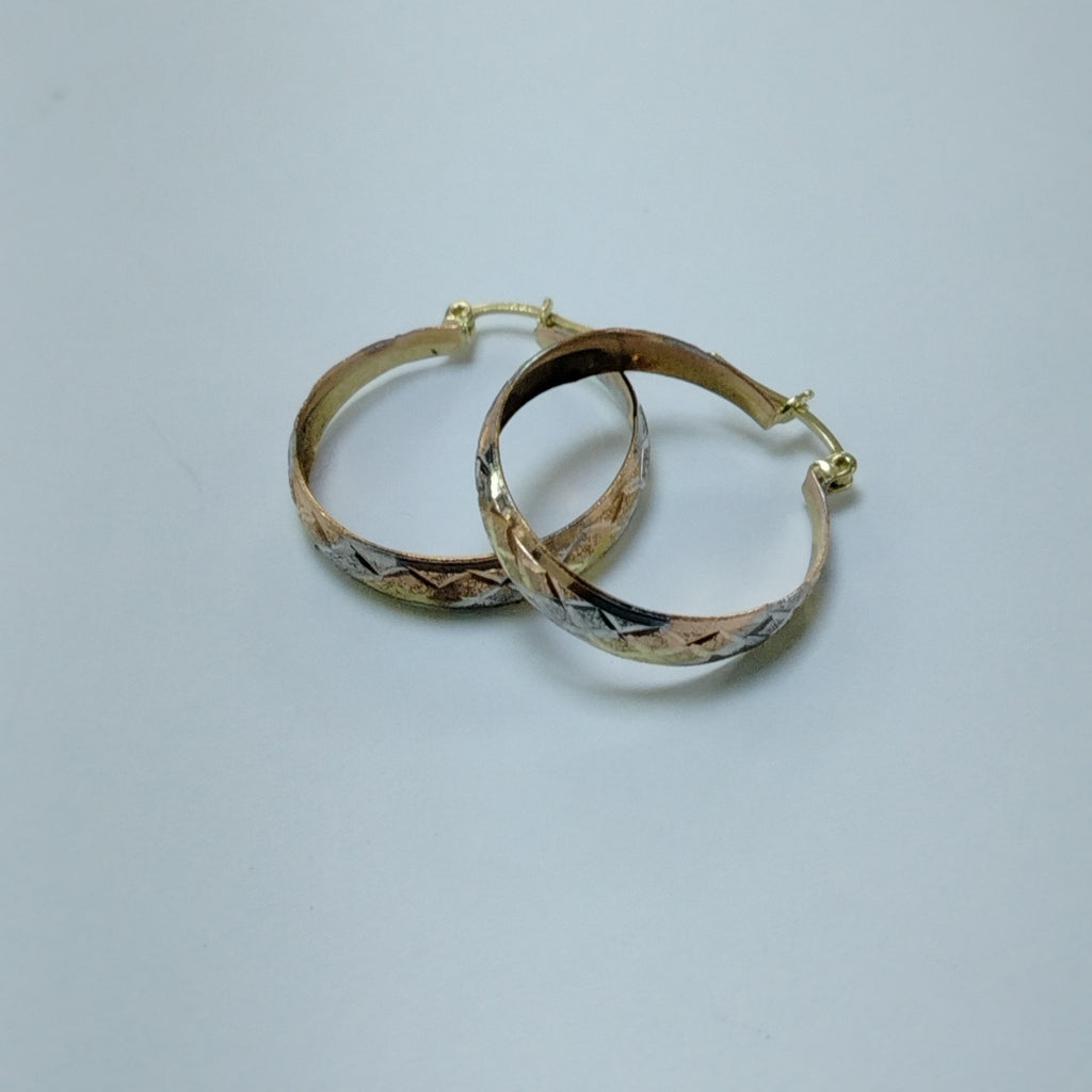 ARETES PAR ORO, ORO COMBINADO 14 K 2.9 GRMS (SEMINUEVO)
