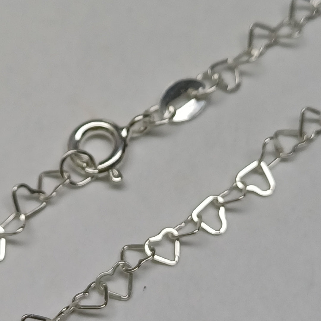 CADENA CORAZONES PLATA .925 60 CM 3.02 GR (NUEVO)