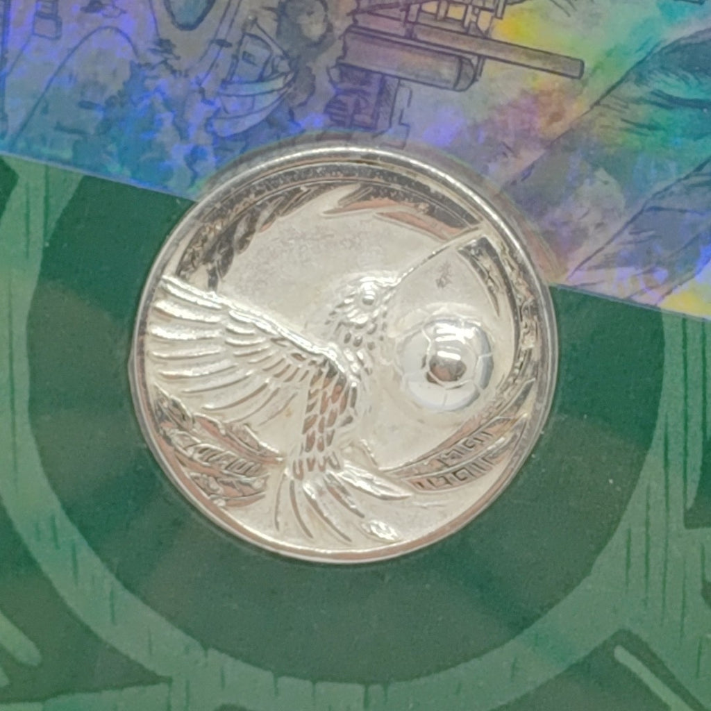 MEDALLA CONMEMORATIVA FRD FÚTBOL MOTIVO COLIBRI PLATA .925 8 GR (NUEVO)