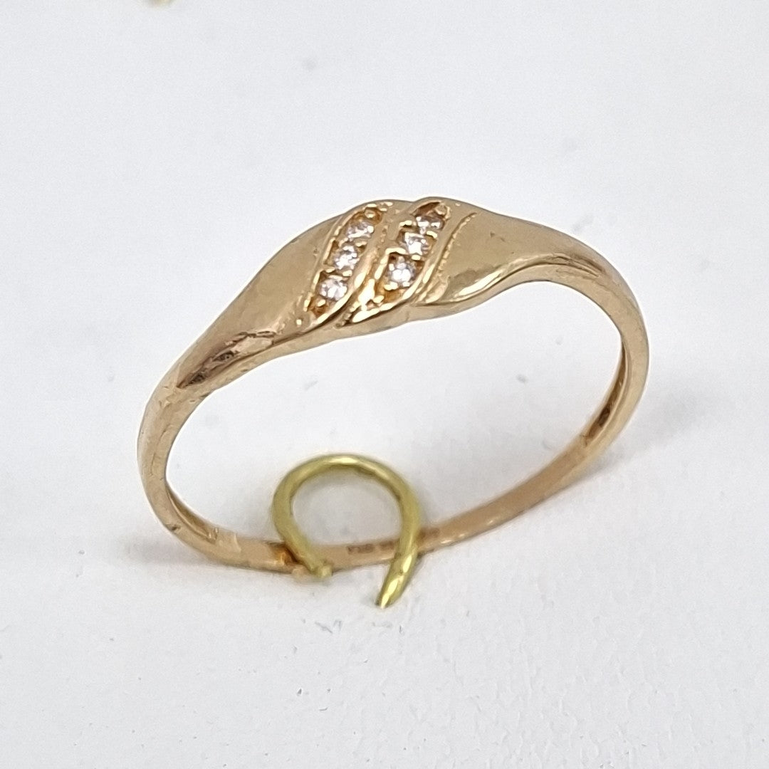 ANILLO ANILLITO C CIRCONIAS 14K 8.5 TALLA 1.1 GR (NUEVO)