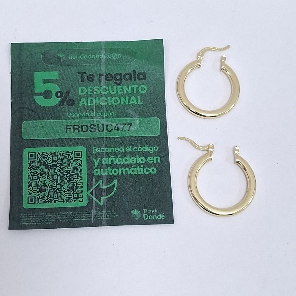 ARETES TEJIDO ARRACADA LISA 14K 2.1 GR (NUEVO)