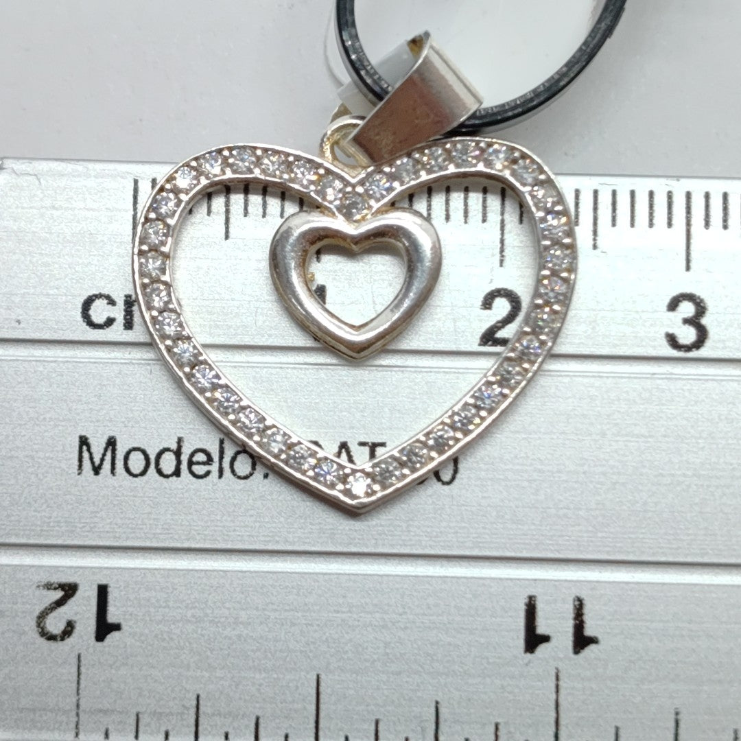 DIJE CORAZON C/CIRCONIAS PLATA .925 2.7 GR (NUEVO)