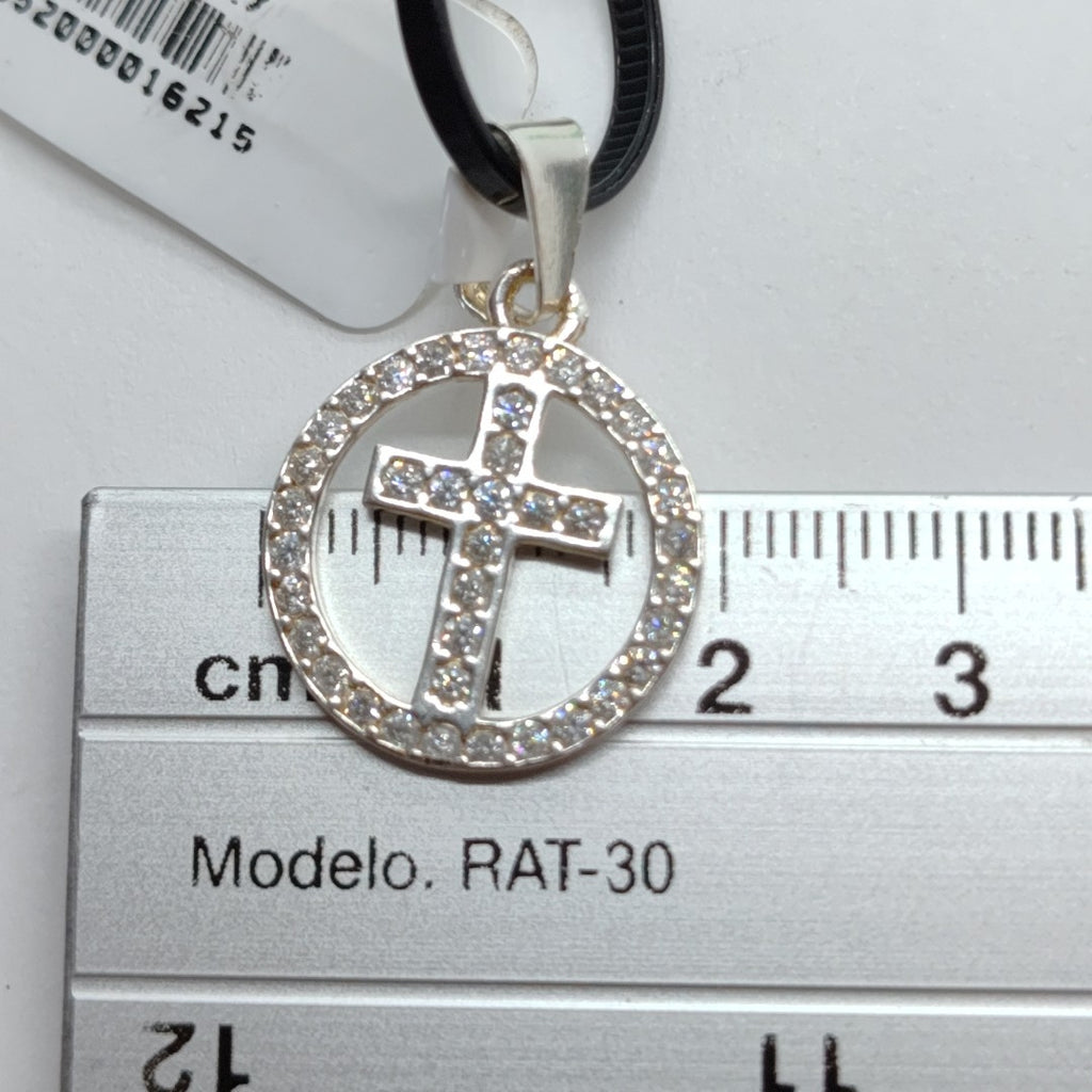 DIJE CRUZ C/CIRCONIAS PLATA .925 2.6 GR (NUEVO)