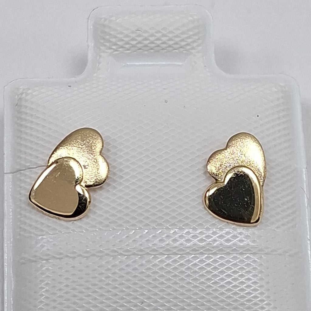 BROQUELES BROQUEL CORAZON DOBLE 14K 0.2171 GR (NUEVO)