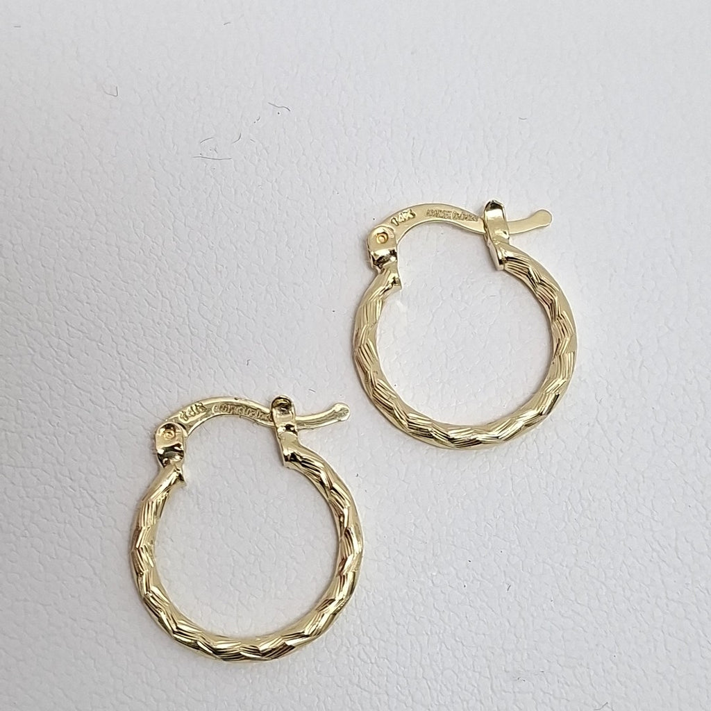 ARETES ARRACADAS TRENZADAS 14K 18 1.5 GR (NUEVO)