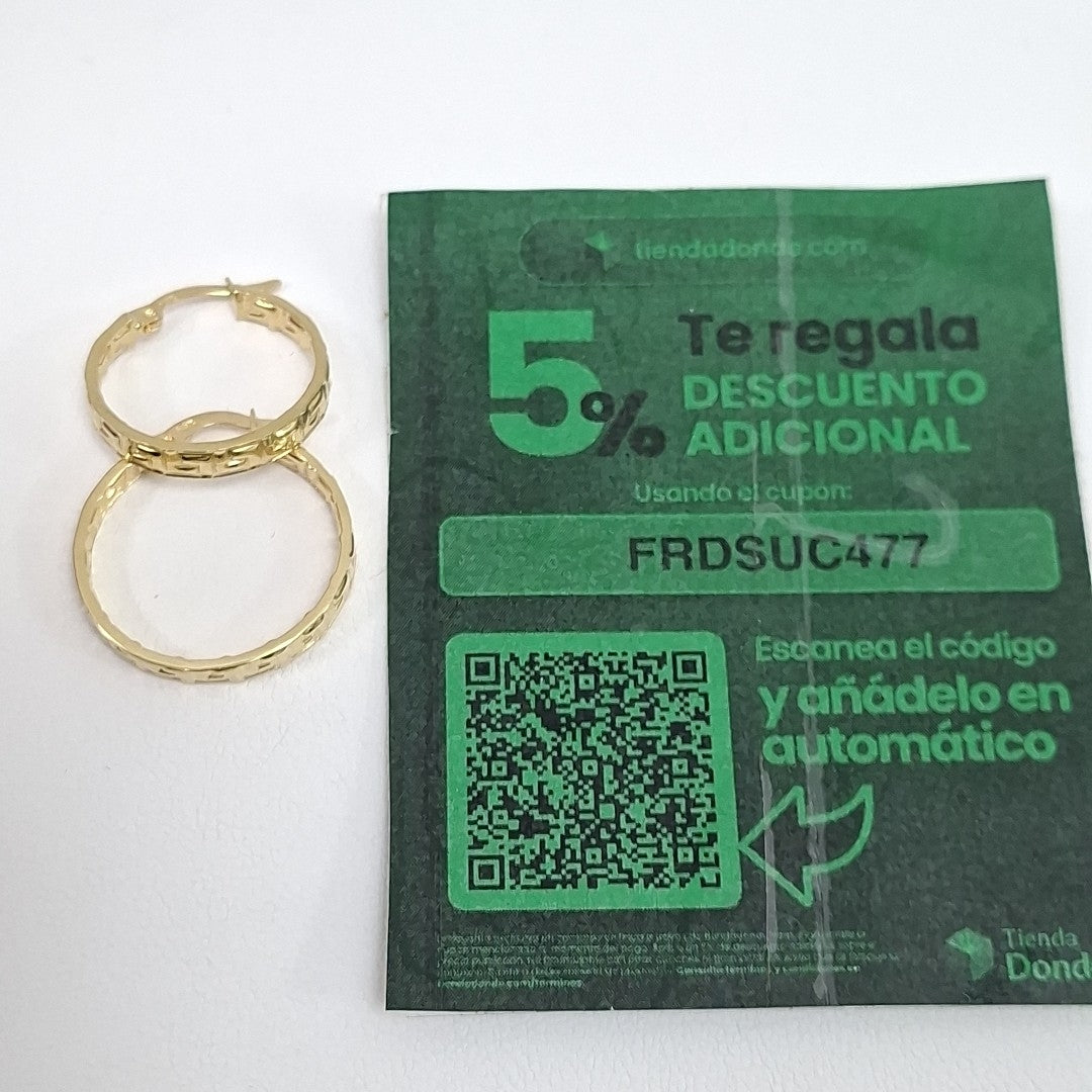 ARETES ARRACADA CON GRECAS 14K 2 GR (NUEVO)