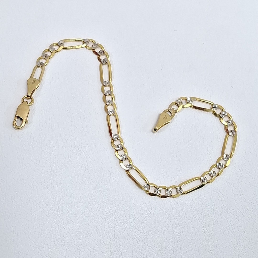 PULSERA 3X1 DIAMANTADA 14K 18 CM 4 GR (NUEVO)