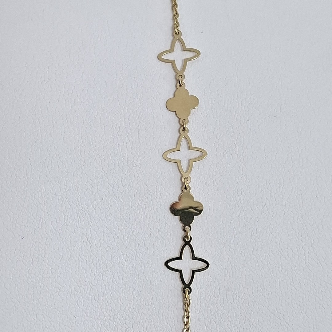 PULSERA TEJIDO ESP CON TREBOL 14K 18 CM 1.6 GR (NUEVO)