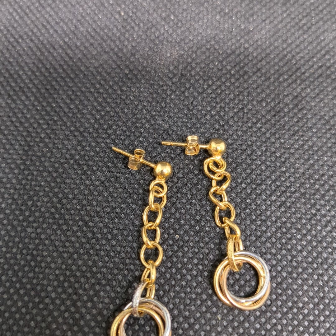 ARETES PAR ORO,ORO COMBINADO 14 K 2,00 GRMS (SEMINUEVO)