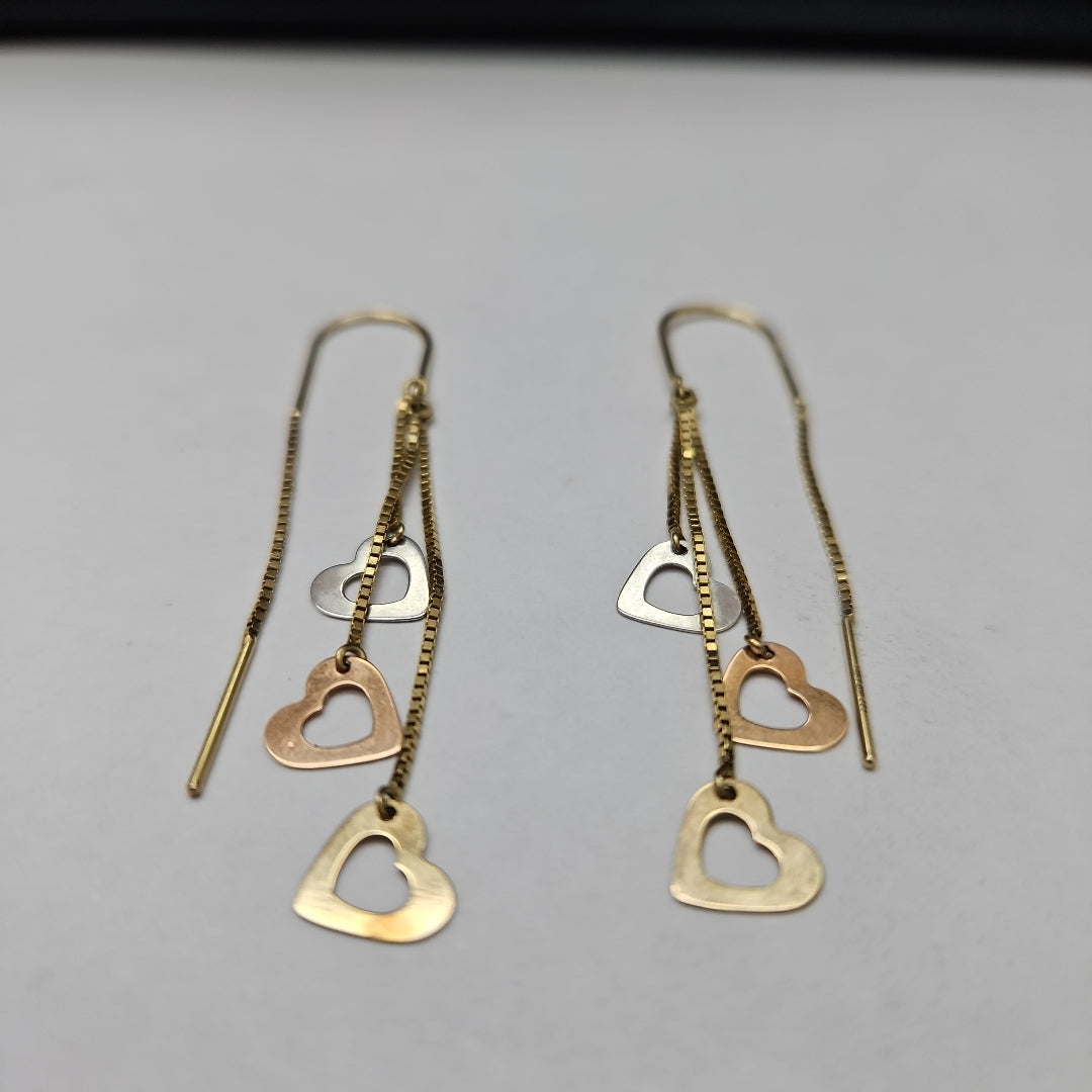 ARETES PAR ORO COMBINADO 14 K 2,30 GRMS (SEMINUEVO)