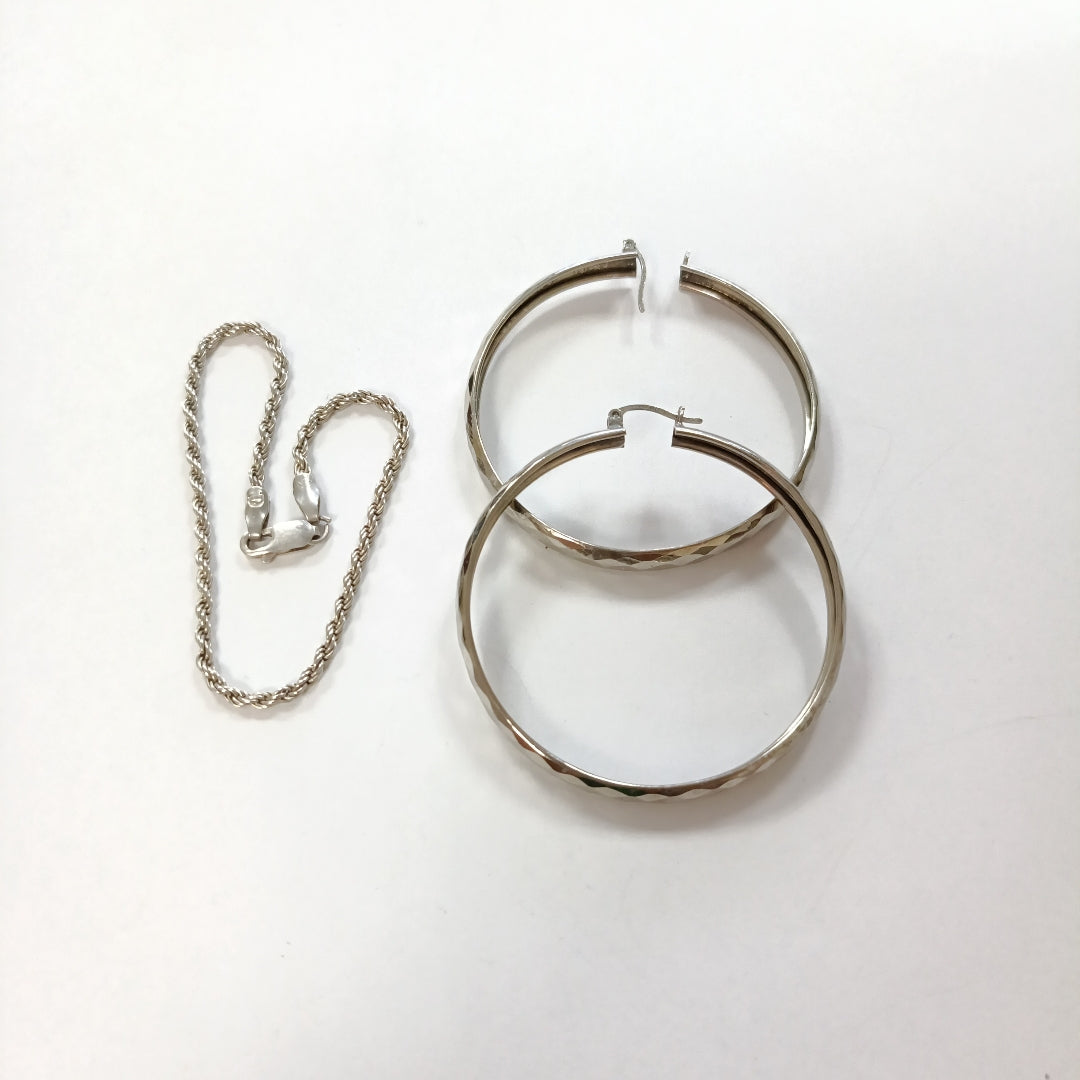ARRACADAS PAR, PULSERA PLATA 12.6 GRMS (SEMINUEVO)
