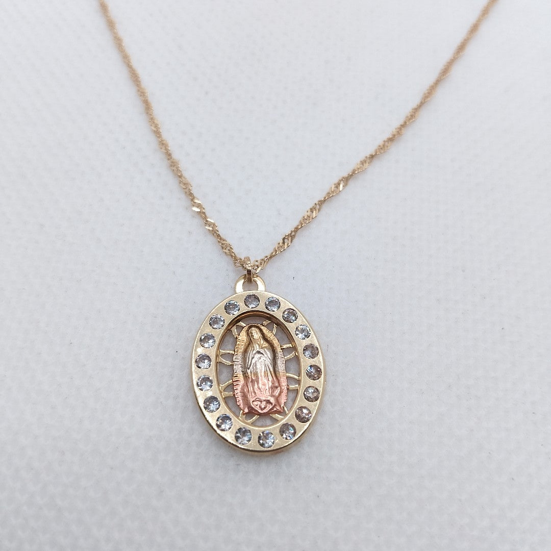 CADENA, MEDALLA RELIGIOSA ORO 10 K 2 GRMS (SEMINUEVO)
