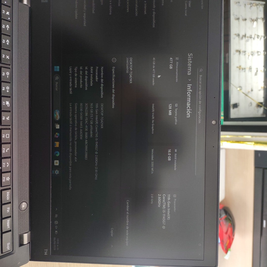 LAPTOP LENOVO THINKPAD T14 GEN 2 (2023) 512 GB SSD 16 GB RAM (SEMINUEVO)