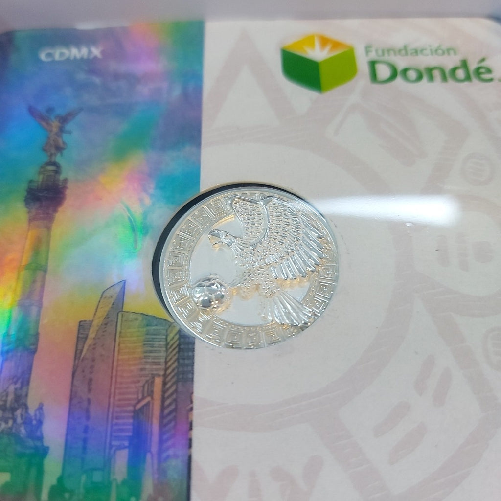 MEDALLA CONMEMORATIVA FRD FÚTBOL MOTIVO ÁGUILA PLATA .925 8.9 GR (NUEVO)
