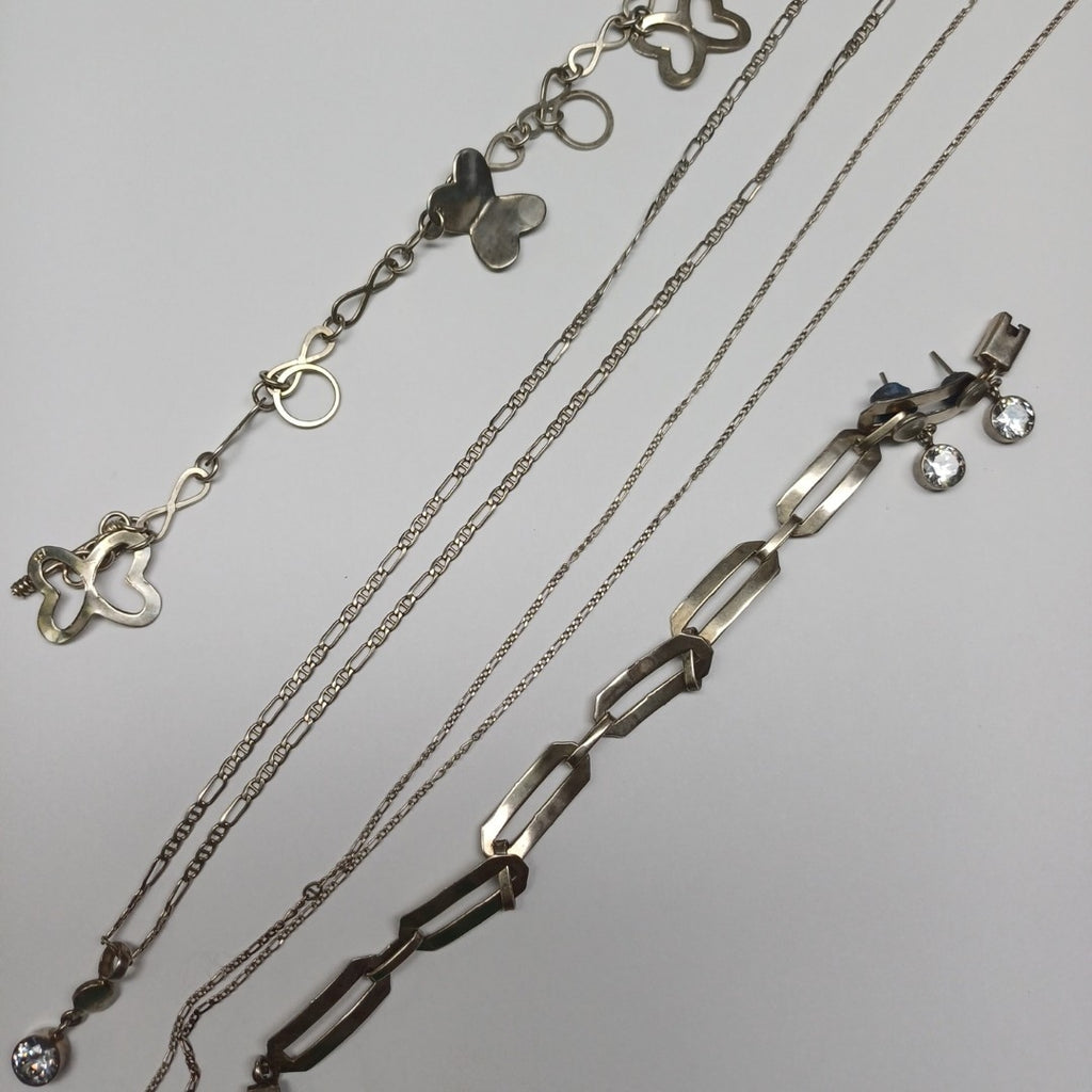 BROQUELES PAR, CADENA, DIJE, GARGANTILLA, PULSERA PLATA 27.6 GRMS (SEMINUEVO)