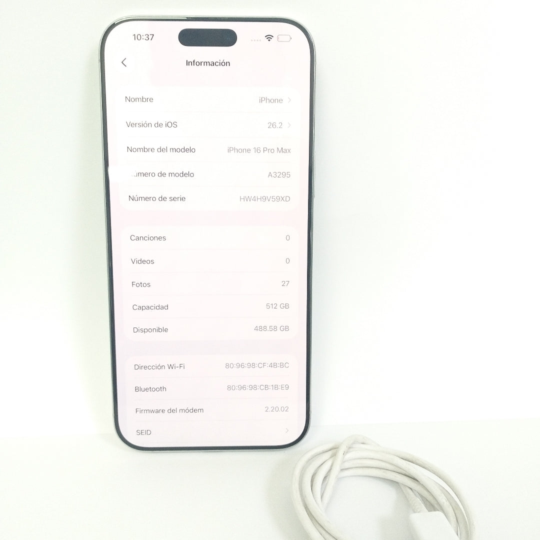 CELULAR APPLE IPHONE 16 PRO MAX A3295 (2024) 512 GB 8 GB RAM (SEMINUEVO)
