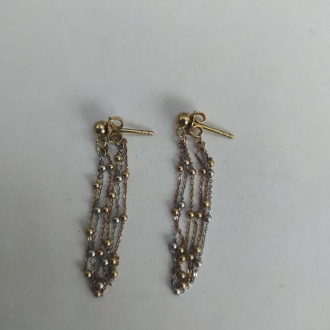 ARETES PAR ORO, ORO COMBINADO 14 K 1.7 GRMS (SEMINUEVO)