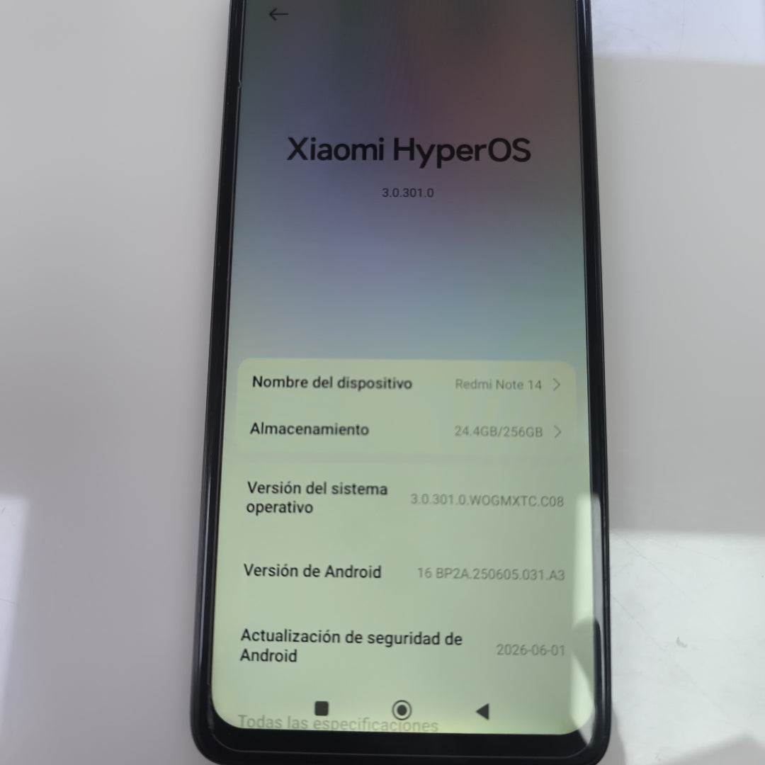 CELULAR XIAOMI REDMI NOTE 14 24117RN76L (2025) 256 GB 8 GB RAM (SEMINUEVO)