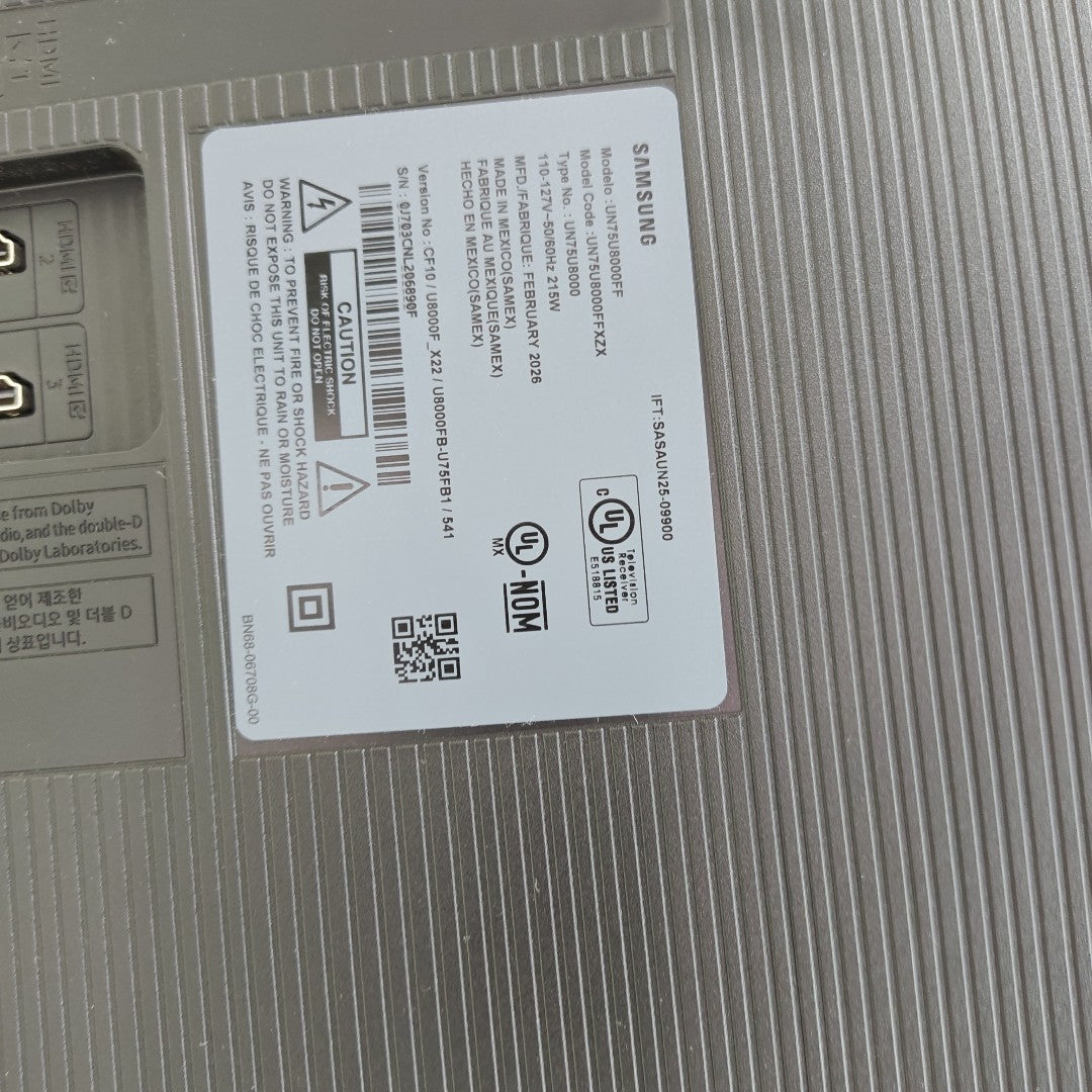 PANTALLA SAMSUNG UN75U8000FF (2026) 75" LED 4K (SEMINUEVO)