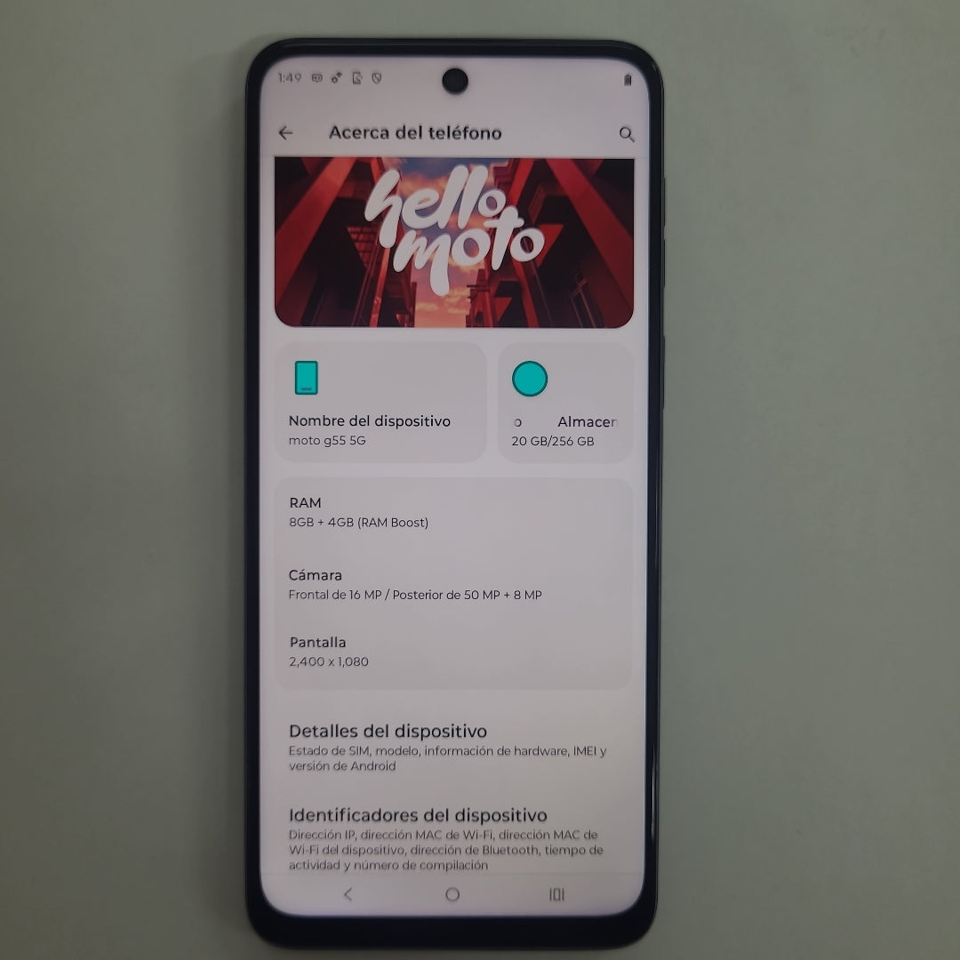 CELULAR MOTOROLA MOTO G55 5G XT2435-1(2024) 256 GB 8 GB RAM (SEMINUEVO)