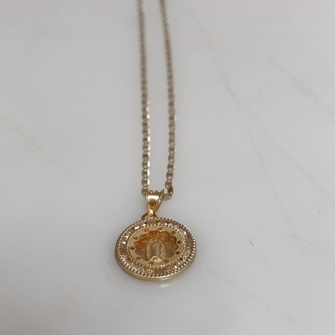 CADENA, MEDALLA RELIGIOSA ORO 10 K 2.5 GRMS (SEMINUEVO)