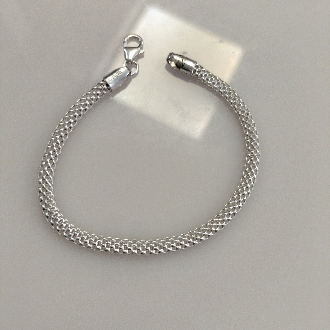 PULSERA TEJIDO ESPECIAL PLATA .925 18 CM 4.9 GR (NUEVO)
