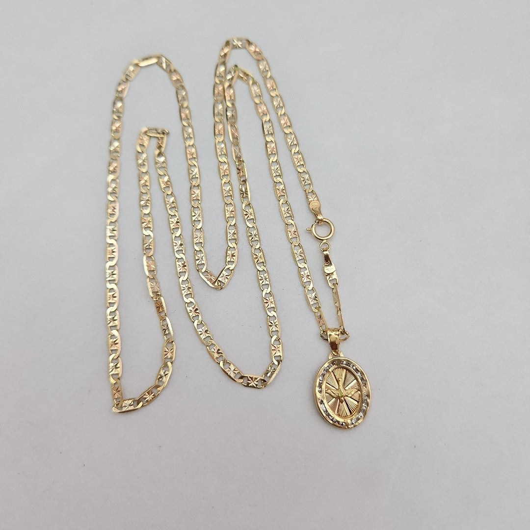 CADENA, DIJE ORO, ORO COMBINADO 14 K 7 GRMS (SEMINUEVO)