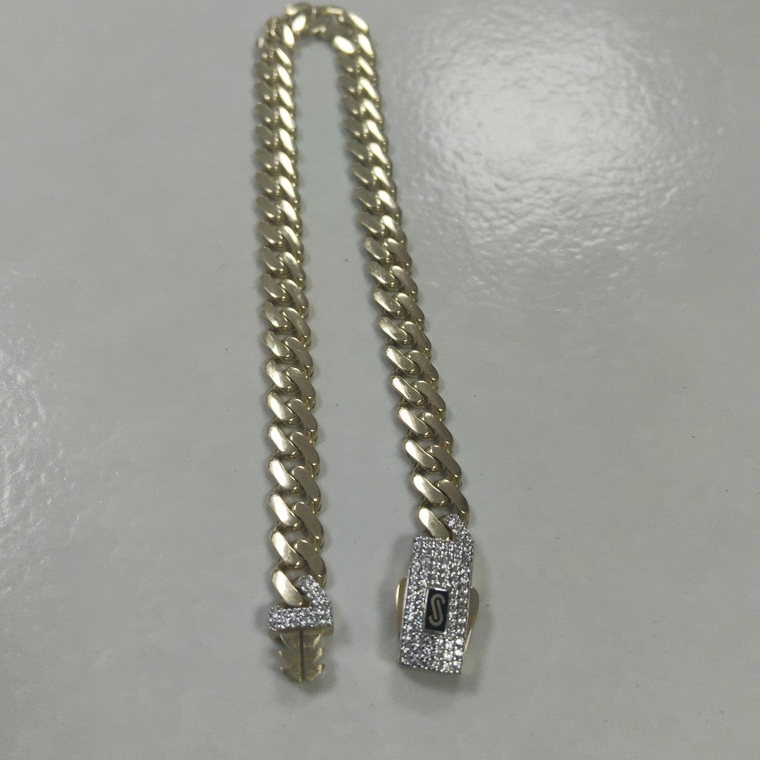 PULSERA CABALLERO MONACO ORO 10K 7.2 (NUEVO)