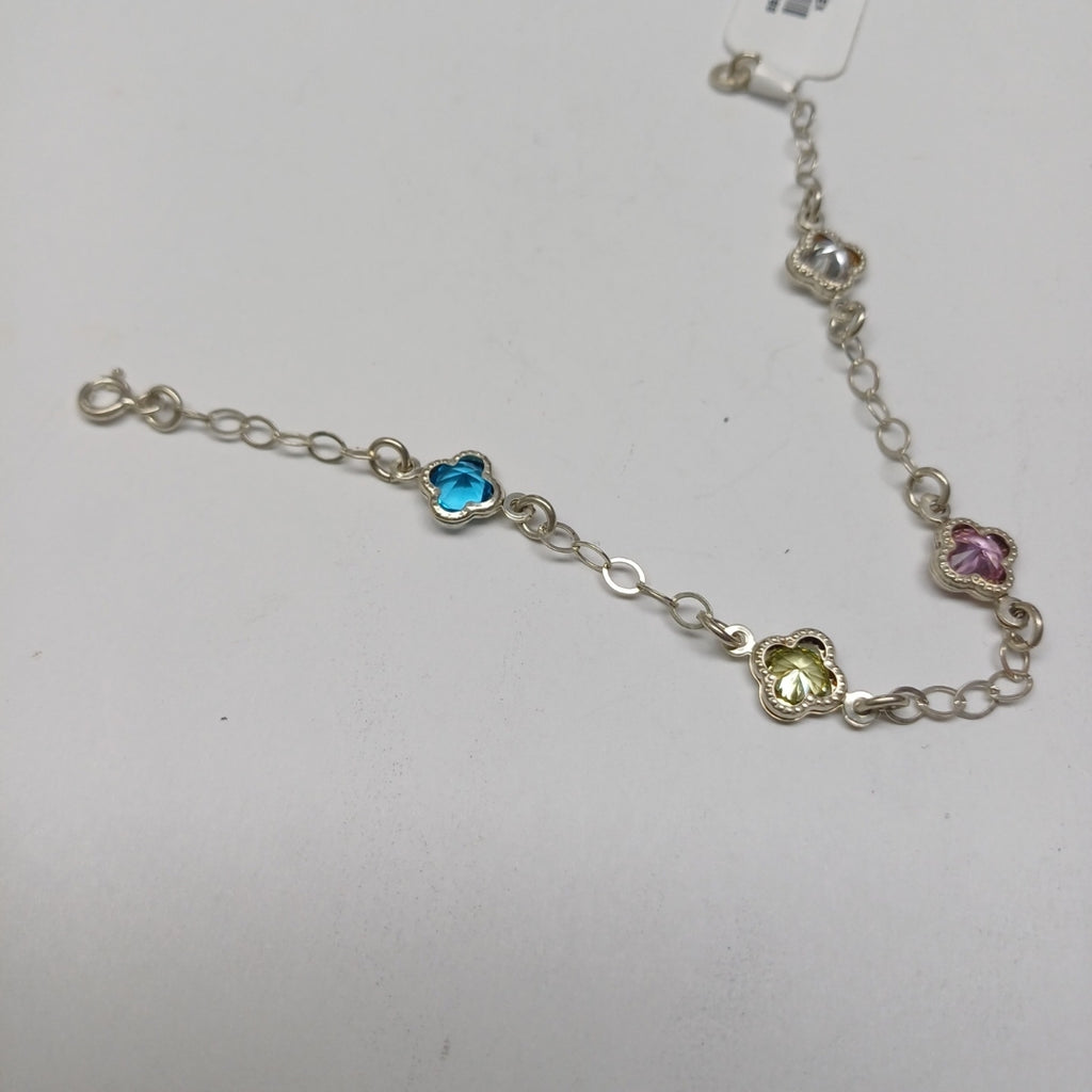 PULSERA ESPECIAL CON PIEDRAS DE COLOR PLATA .925 18 CM 3.32 GR (NUEVO)