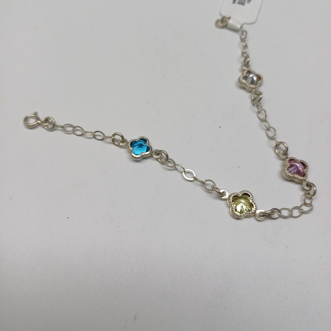 PULSERA ESPECIAL CON PIEDRAS DE COLOR PLATA .925 18 CM 3.32 GR (NUEVO)