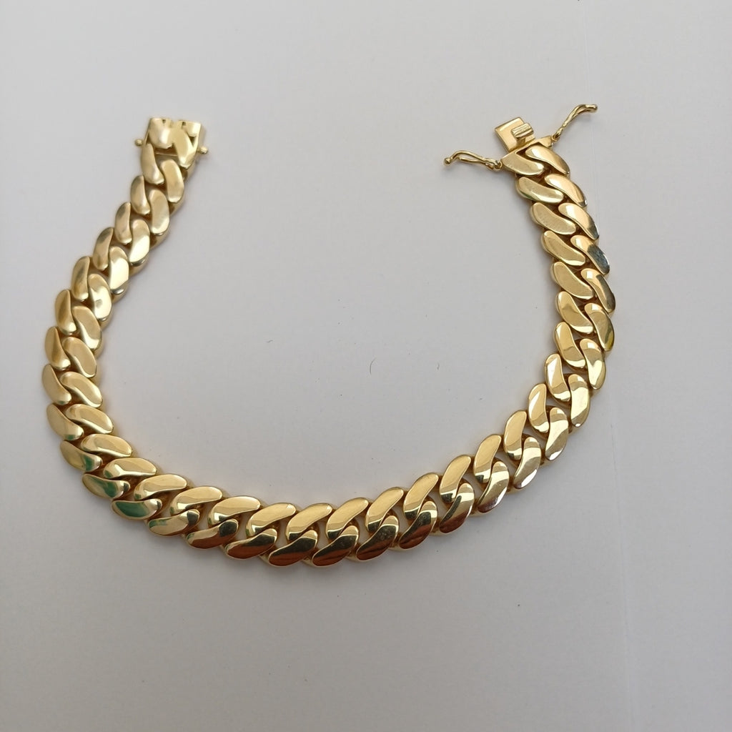 PULSERAS CABALLERO BARBADA AMARILLA ORO 10K 19.8 (NUEVO)