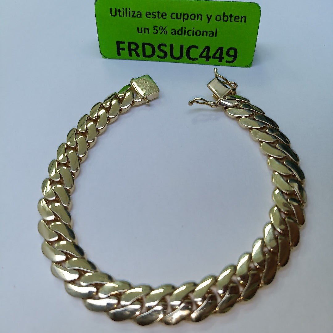 PULSERAS CABALLERO BARBADA AMARILLA ORO 10K 19.6 (NUEVO)