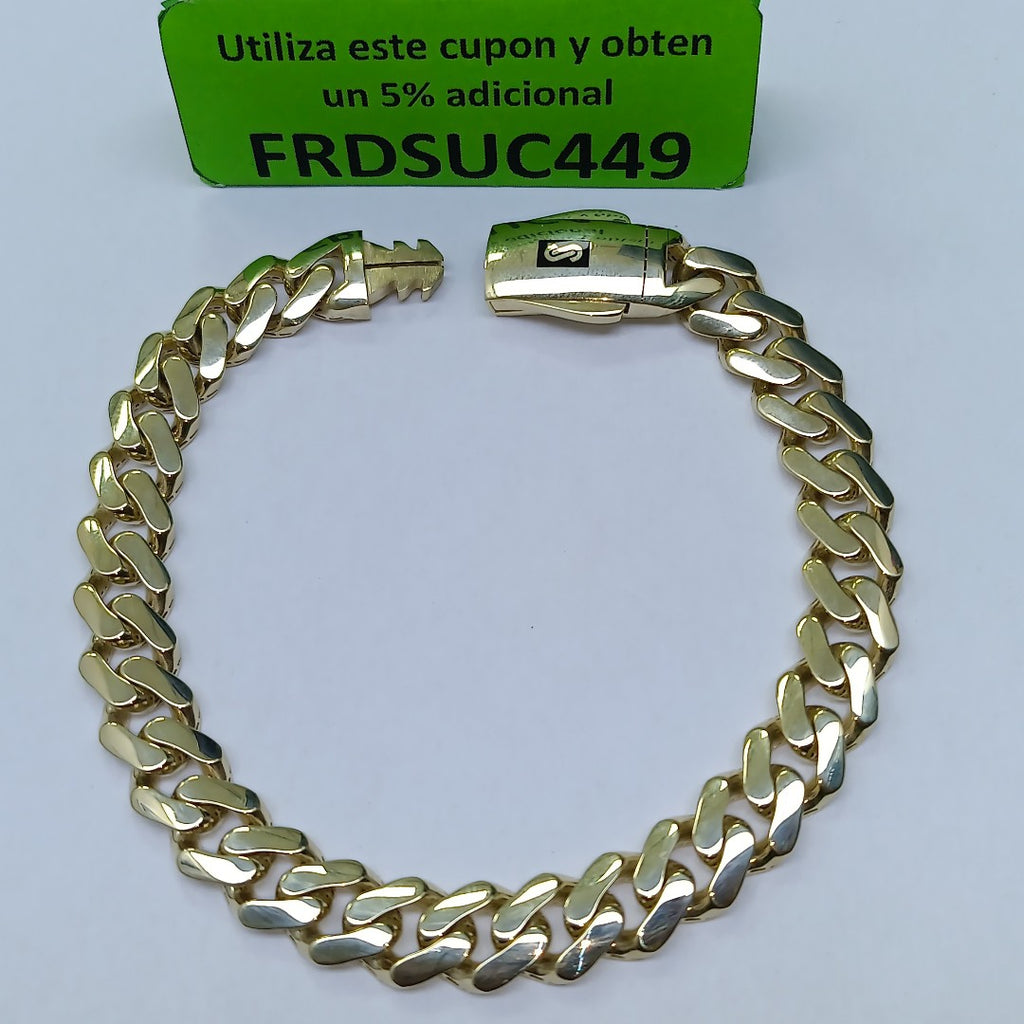 PULSERA CABALLERO MONACO ORO 10K 11.5 (NUEVO)