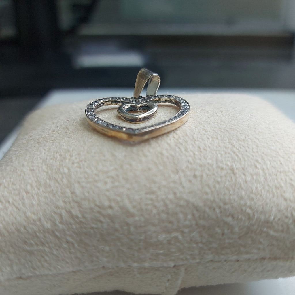 DIJE CORAZON C/CIRCONIAS PLATA .925 2.7 GR (NUEVO)