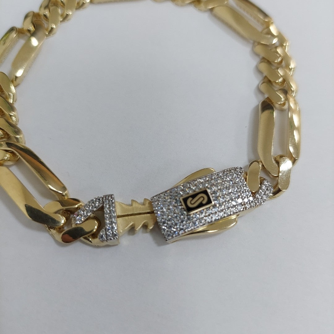PULSERA CABALLERO MONACO ORO 14K 14.5 (NUEVO)